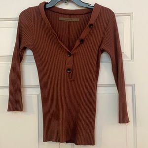 Enza costa 3/4 sleeve ribbed shirt